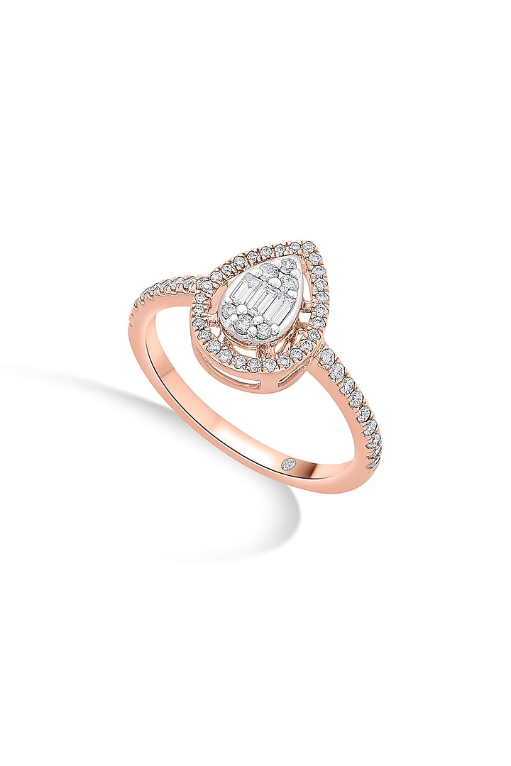 14kt Rose Gold Finish Baguette & Round-Cut Diamond Halo Ring by ZEN DIAMOND at Pernia's Pop Up Shop