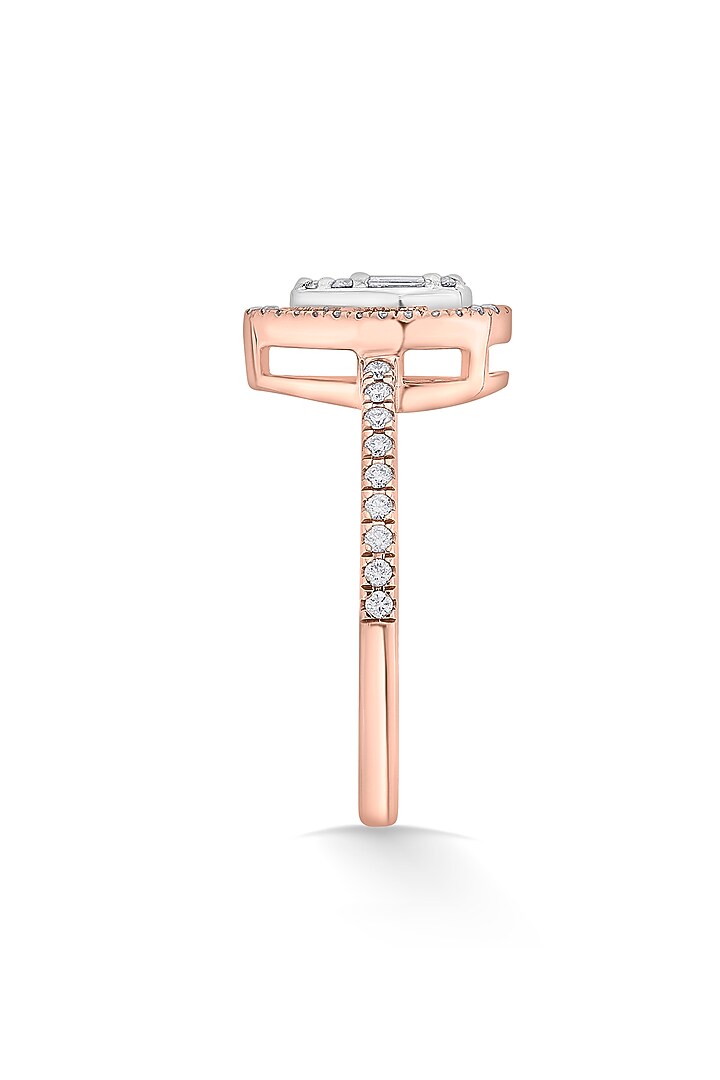 14kt Rose Gold Finish Baguette & Round-Cut Diamond Halo Ring by ZEN DIAMOND at Pernia's Pop Up Shop