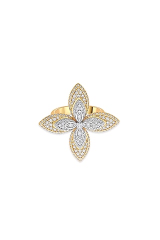 18kt Two-Tone Finish Diamond Petal Ring by ZEN DIAMOND