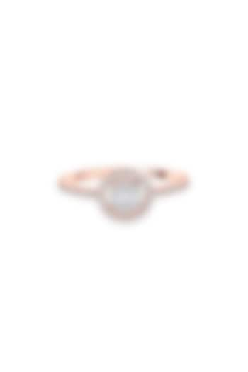 18kt Rose Gold Finish Baguette & Round-Cut Diamond Halo Ring by ZEN DIAMOND at Pernia's Pop Up Shop