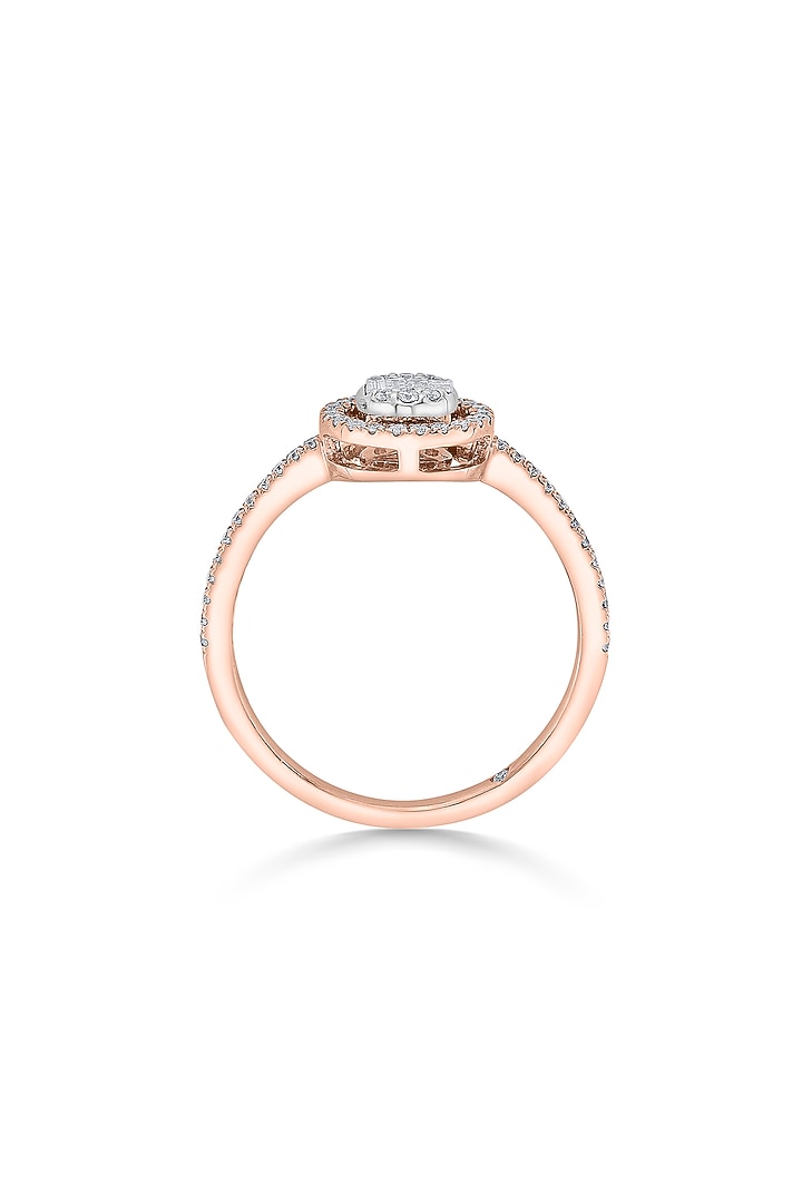 18kt Rose Gold Finish Baguette & Round-Cut Diamond Halo Ring by ZEN DIAMOND at Pernia's Pop Up Shop