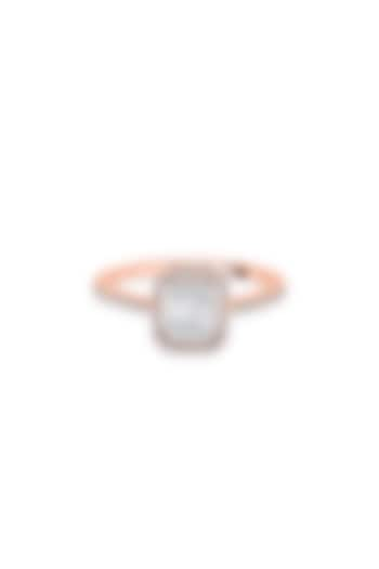 14kt Rose Gold Finish Baguette & Round-Cut Diamond Halo Ring by ZEN DIAMOND at Pernia's Pop Up Shop