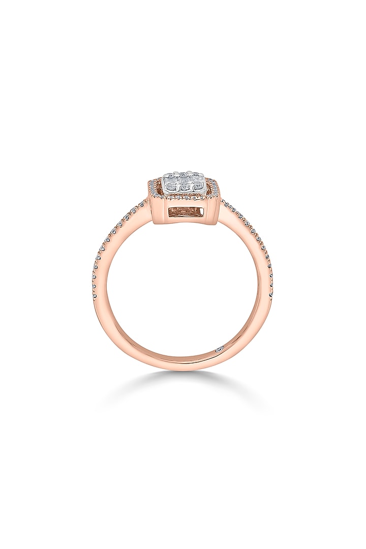 14kt Rose Gold Finish Baguette & Round-Cut Diamond Halo Ring by ZEN DIAMOND at Pernia's Pop Up Shop
