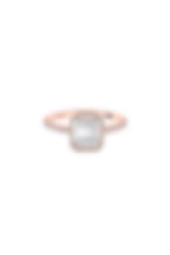 14kt Rose Gold Finish Baguette & Round-Cut Diamond Halo Ring by ZEN DIAMOND at Pernia's Pop Up Shop