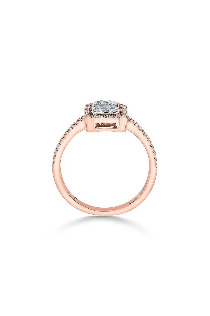 14kt Rose Gold Finish Baguette & Round-Cut Diamond Halo Ring by ZEN DIAMOND at Pernia's Pop Up Shop