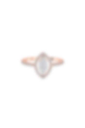 14kt Rose Gold Finish Baguette & Round-Cut Diamond Halo Ring by ZEN DIAMOND at Pernia's Pop Up Shop