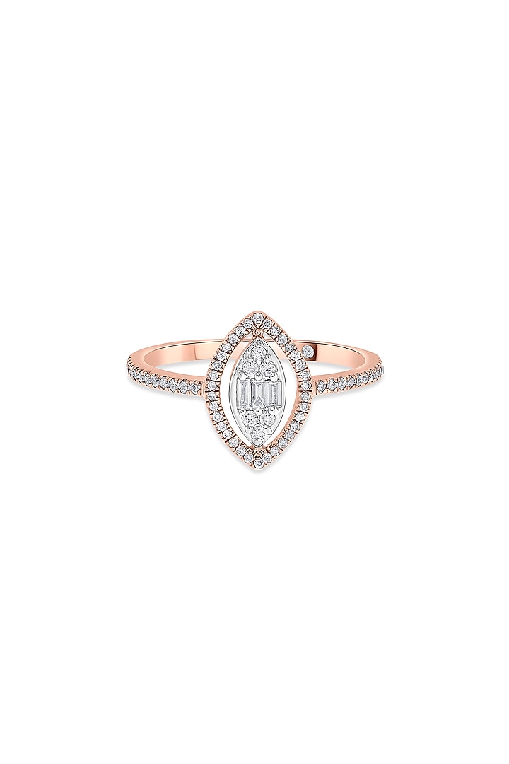 14kt Rose Gold Finish Baguette & Round-Cut Diamond Halo Ring by ZEN DIAMOND at Pernia's Pop Up Shop