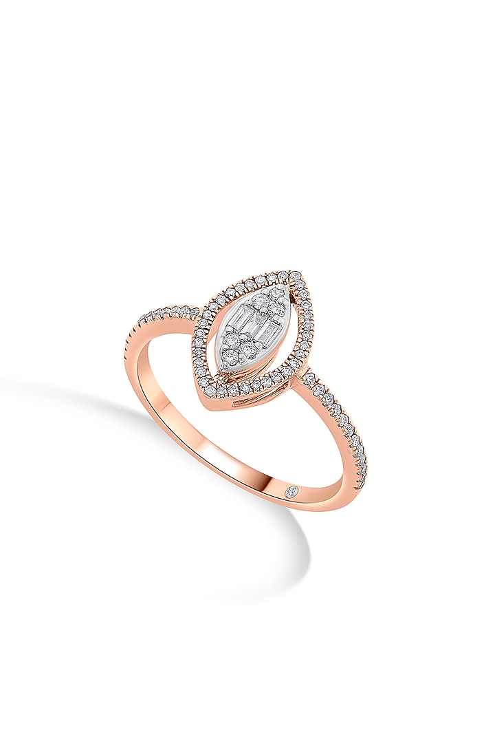 14kt Rose Gold Finish Baguette & Round-Cut Diamond Halo Ring by ZEN DIAMOND at Pernia's Pop Up Shop