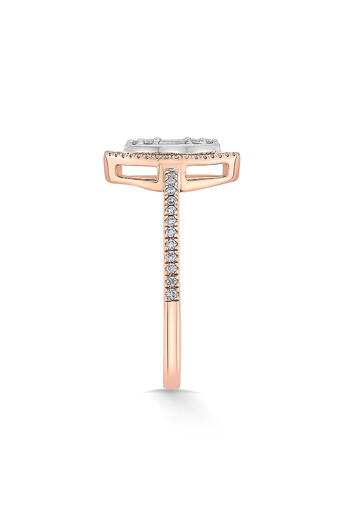 14kt Rose Gold Finish Baguette & Round-Cut Diamond Halo Ring by ZEN DIAMOND at Pernia's Pop Up Shop