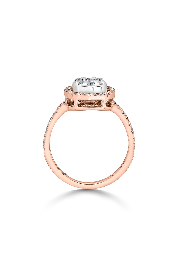 18kt Rose Gold Finish Baguette & Round-Cut Diamond Halo Ring by ZEN DIAMOND at Pernia's Pop Up Shop
