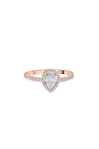 14kt Rose Gold Finish Baguette & Round-Cut Diamond Halo Ring by ZEN DIAMOND