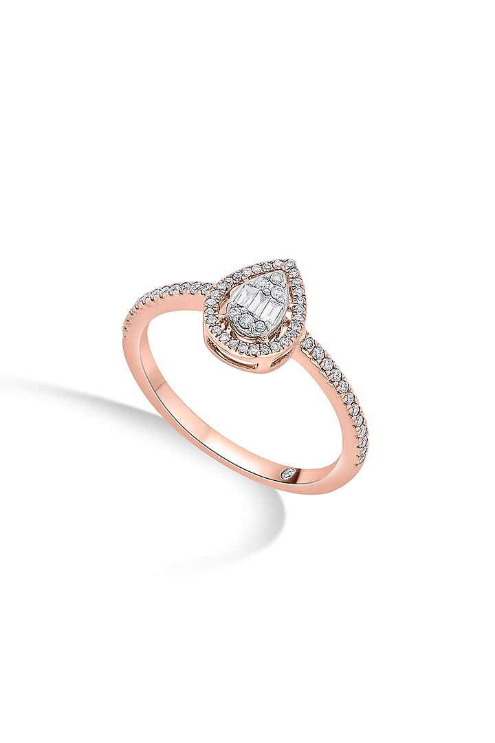14kt Rose Gold Finish Baguette & Round-Cut Diamond Halo Ring by ZEN DIAMOND at Pernia's Pop Up Shop