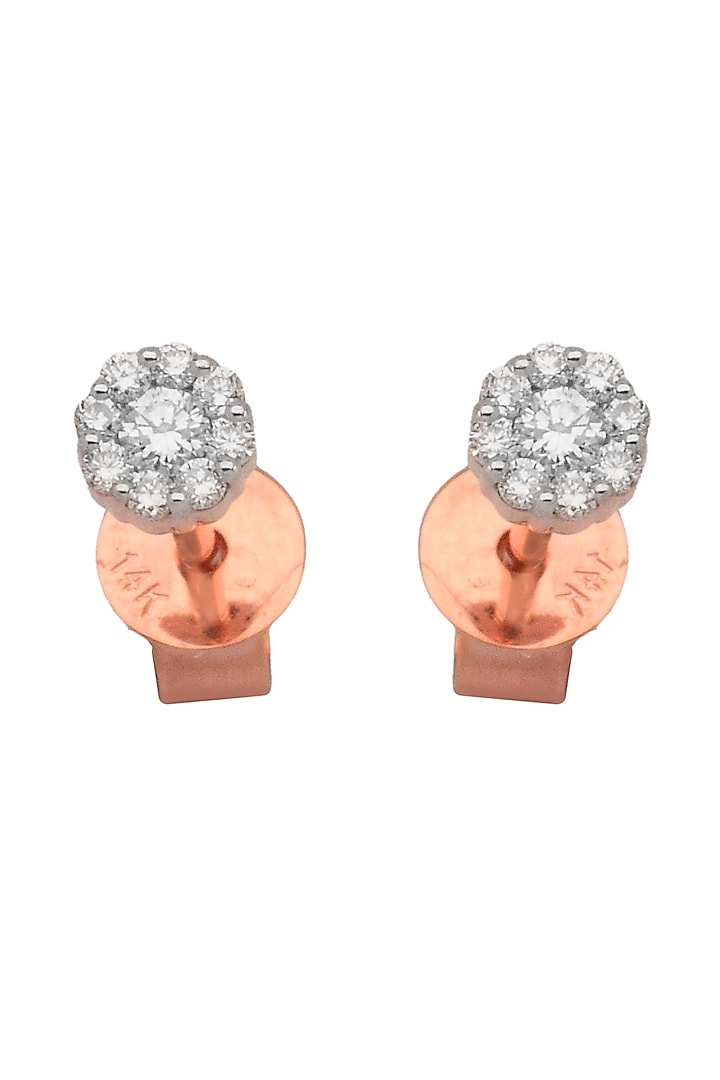 14kt Rose Gold Finish Diamond Dangler Earrings by ZEN DIAMOND at Pernia's Pop Up Shop