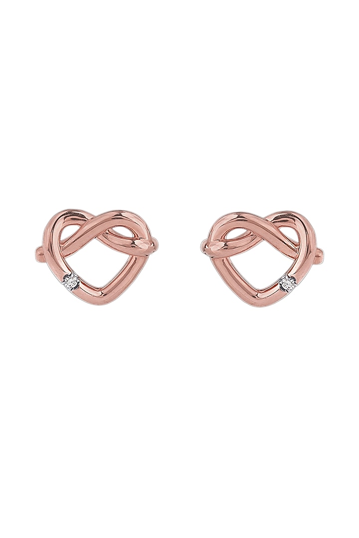 14kt Rose Gold Finish Diamond Love Knot Stud Earrings by ZEN DIAMOND at Pernia's Pop Up Shop