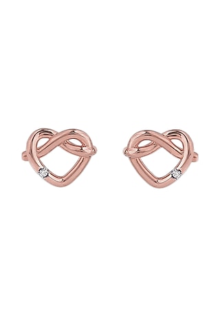14kt Rose Gold Finish Diamond Love Knot Stud Earrings by ZEN DIAMOND