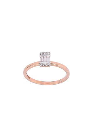 14kt Rose Gold Finish Diamond Deck-Up Ring by ZEN DIAMOND