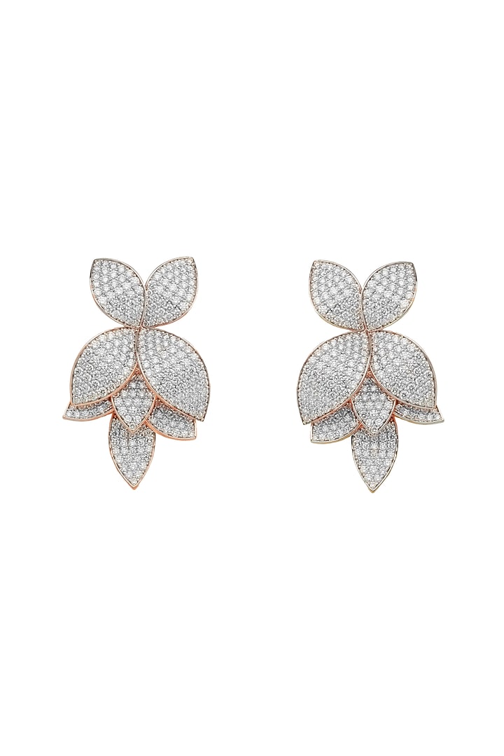 18kt Rose Gold Finish Diamond Dangler Earrings by ZEN DIAMOND at Pernia's Pop Up Shop
