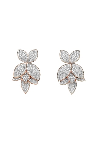 18kt Rose Gold Finish Diamond Dangler Earrings by ZEN DIAMOND