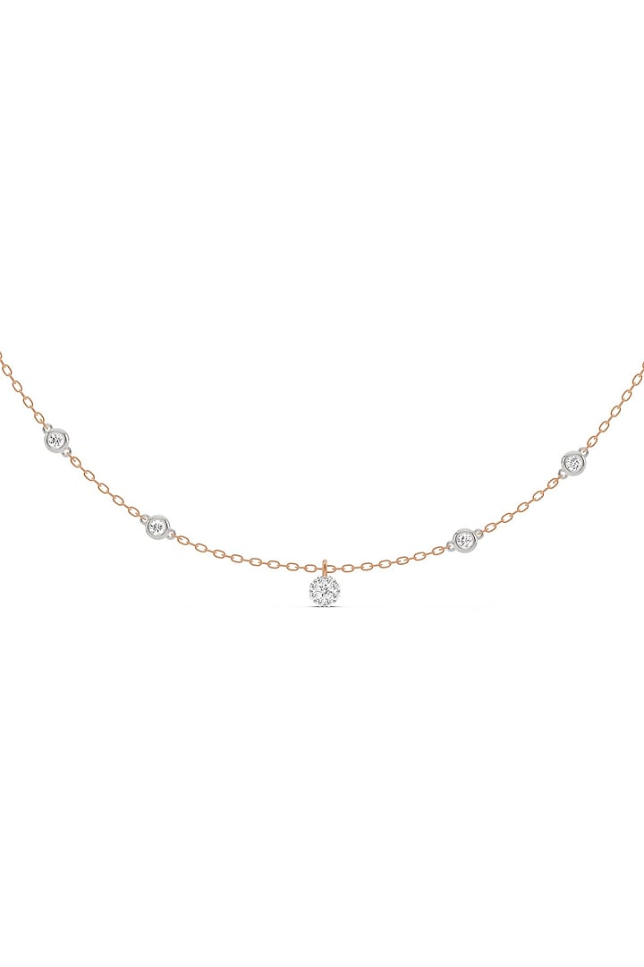 14kt Rose Gold Finish Pendant Necklace With 12 Diamonds by ZEN DIAMOND at Pernia's Pop Up Shop