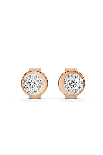 14kt Rose Gold Finish Earrings With 20 Diamonds by ZEN DIAMOND at Pernia's Pop Up Shop