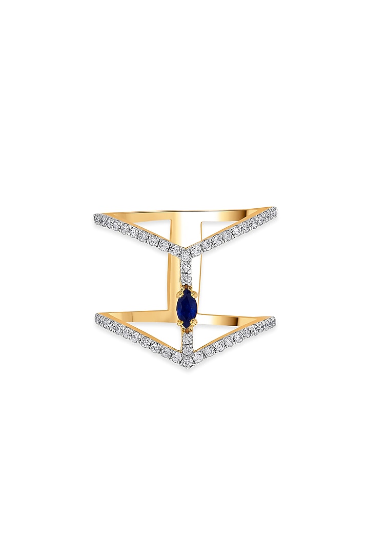 18kt Rose Gold Finish Diamond & Sapphire Stone Ring by ZEN DIAMOND at Pernia's Pop Up Shop