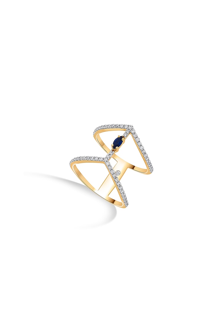18kt Rose Gold Finish Diamond & Sapphire Stone Ring by ZEN DIAMOND at Pernia's Pop Up Shop