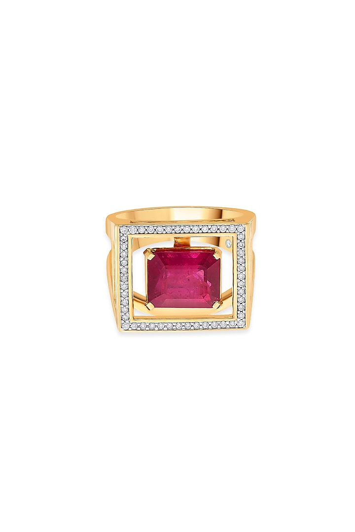 18kt Rose Gold Finish Diamond & Ruby Stone Ring by ZEN DIAMOND at Pernia's Pop Up Shop