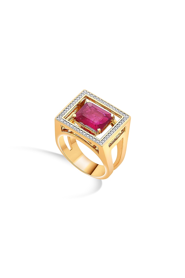 18kt Rose Gold Finish Diamond & Ruby Stone Ring by ZEN DIAMOND at Pernia's Pop Up Shop