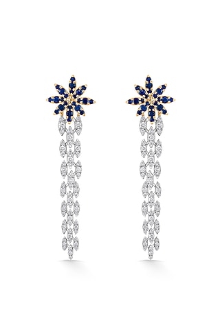 18kt Rose Gold Finish Diamond & Sapphire Stone Earrings by ZEN DIAMOND
