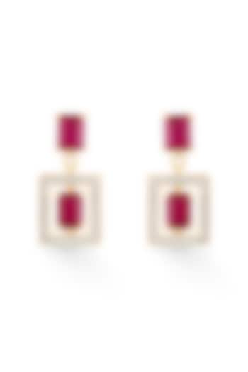 18kt Rose Gold Finish Diamond & Ruby Stone Earrings by ZEN DIAMOND at Pernia's Pop Up Shop