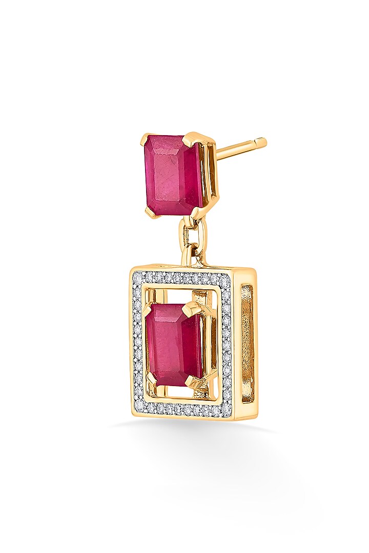 18kt Rose Gold Finish Diamond & Ruby Stone Earrings by ZEN DIAMOND at Pernia's Pop Up Shop