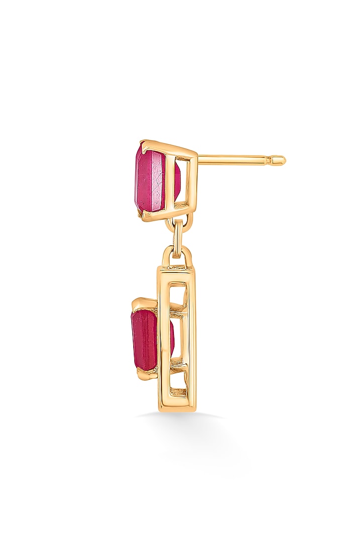 18kt Rose Gold Finish Diamond & Ruby Stone Earrings by ZEN DIAMOND at Pernia's Pop Up Shop