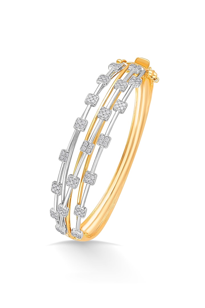 18kt Rose Gold Finish Oval Bangle With 81 Diamonds by ZEN DIAMOND at Pernia's Pop Up Shop