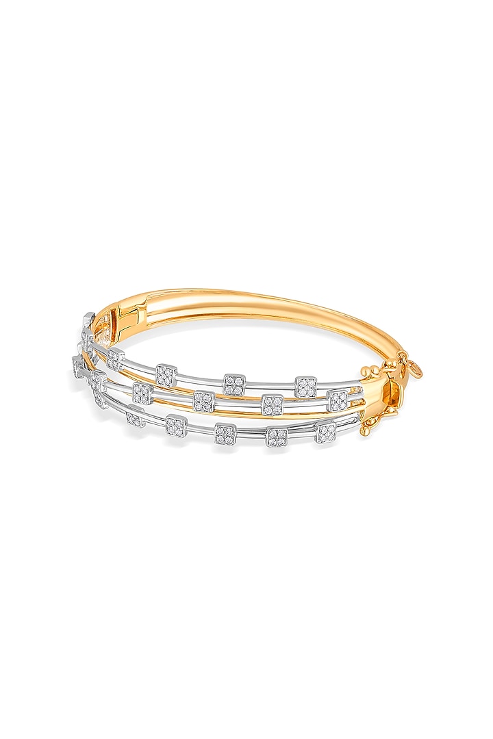 18kt Rose Gold Finish Oval Bangle With 81 Diamonds by ZEN DIAMOND at Pernia's Pop Up Shop