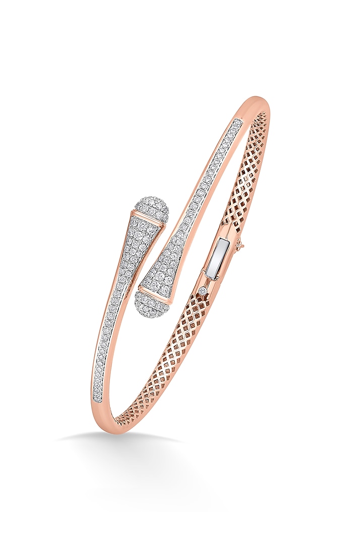 18kt Rose Gold Finish Oval Bangle With 139 Diamonds by ZEN DIAMOND at Pernia's Pop Up Shop
