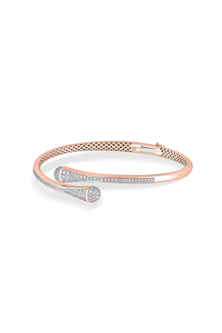 18kt Rose Gold Finish Oval Bangle With 139 Diamonds by ZEN DIAMOND at Pernia's Pop Up Shop