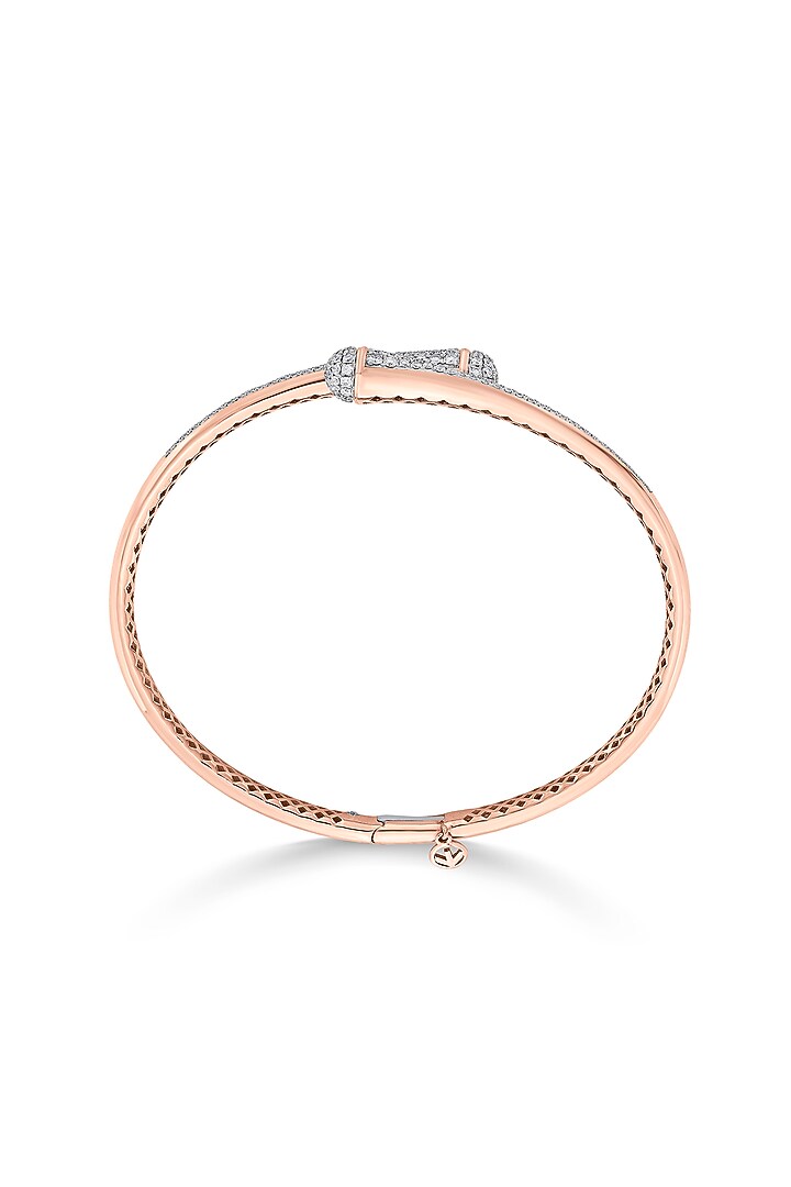 18kt Rose Gold Finish Oval Bangle With 139 Diamonds by ZEN DIAMOND at Pernia's Pop Up Shop
