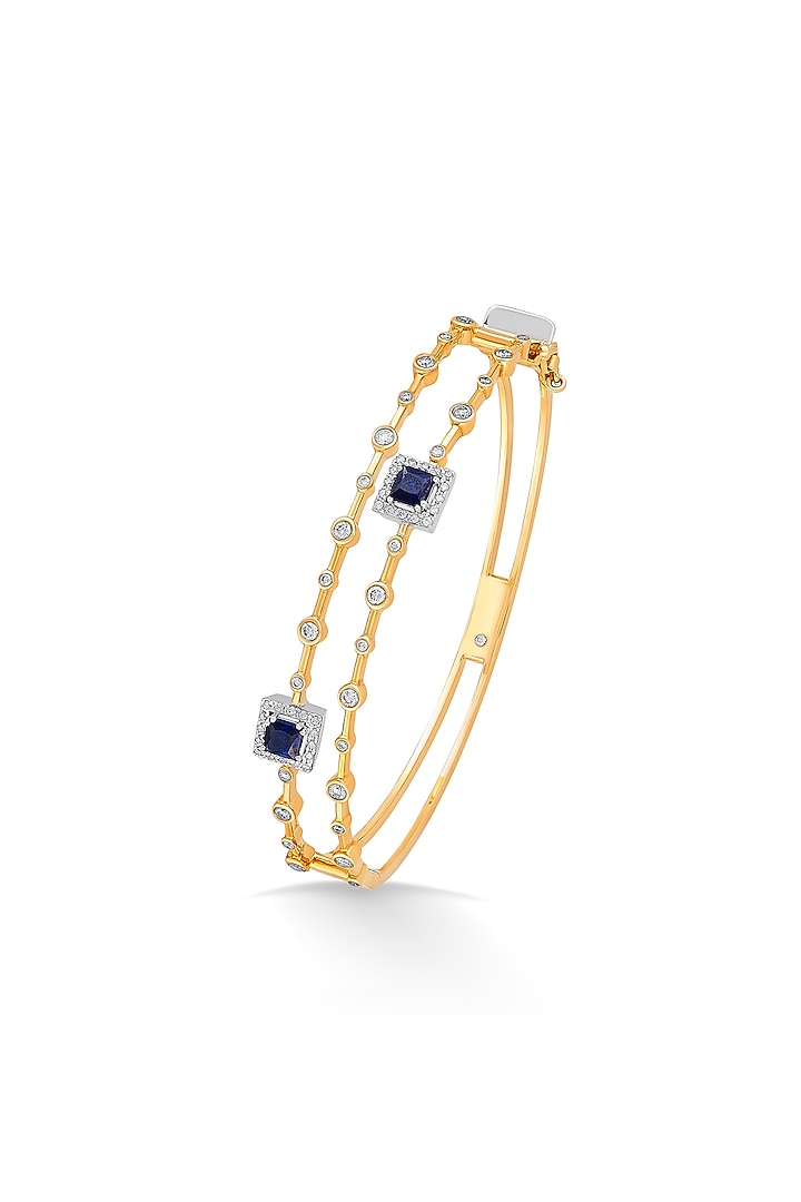 18kt Rose Gold Finish Diamond & Sapphire Stone Oval Bangle by ZEN DIAMOND at Pernia's Pop Up Shop