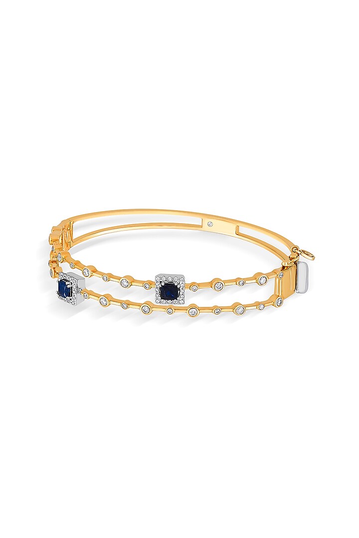 18kt Rose Gold Finish Diamond & Sapphire Stone Oval Bangle by ZEN DIAMOND at Pernia's Pop Up Shop