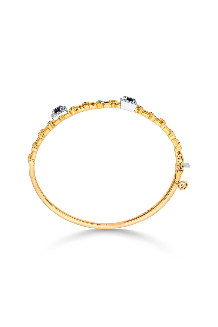 18kt Rose Gold Finish Diamond & Sapphire Stone Oval Bangle by ZEN DIAMOND at Pernia's Pop Up Shop