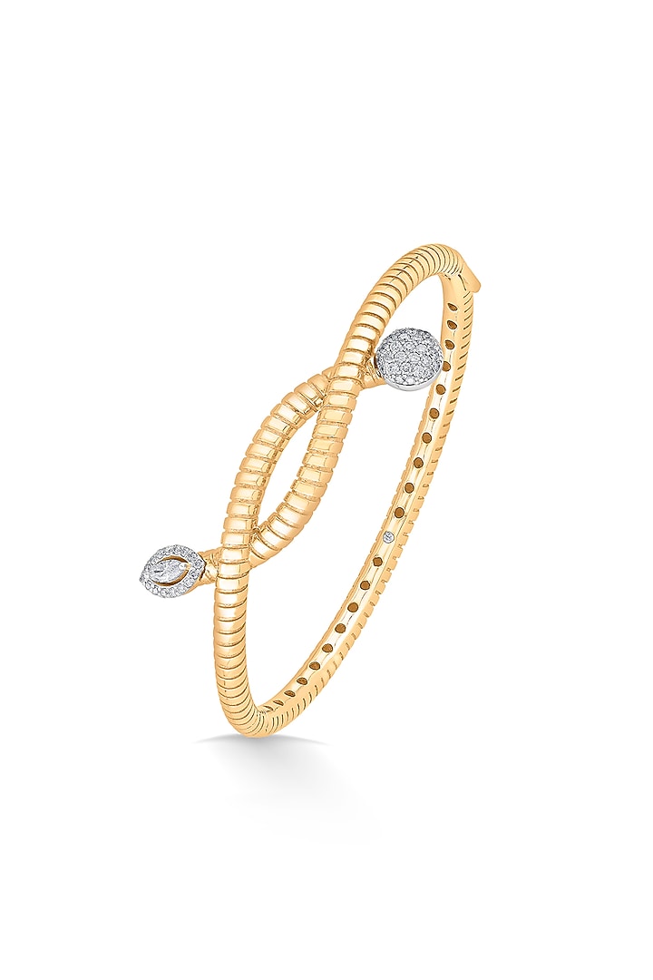 18kt Rose Gold Finish Oval Bangle With 49 Diamonds by ZEN DIAMOND at Pernia's Pop Up Shop