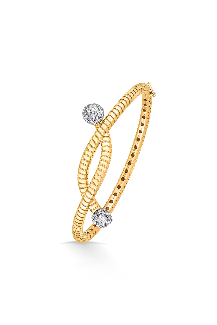 18kt Rose Gold Finish Oval Bangle With 49 Diamonds by ZEN DIAMOND at Pernia's Pop Up Shop