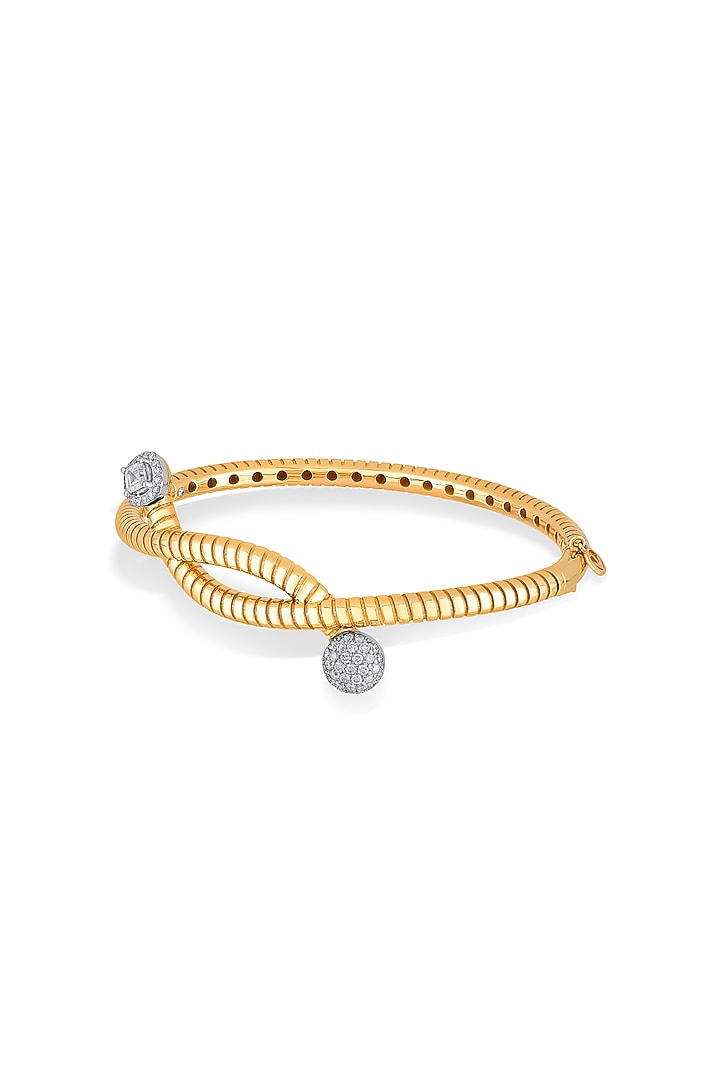 18kt Rose Gold Finish Oval Bangle With 49 Diamonds by ZEN DIAMOND at Pernia's Pop Up Shop