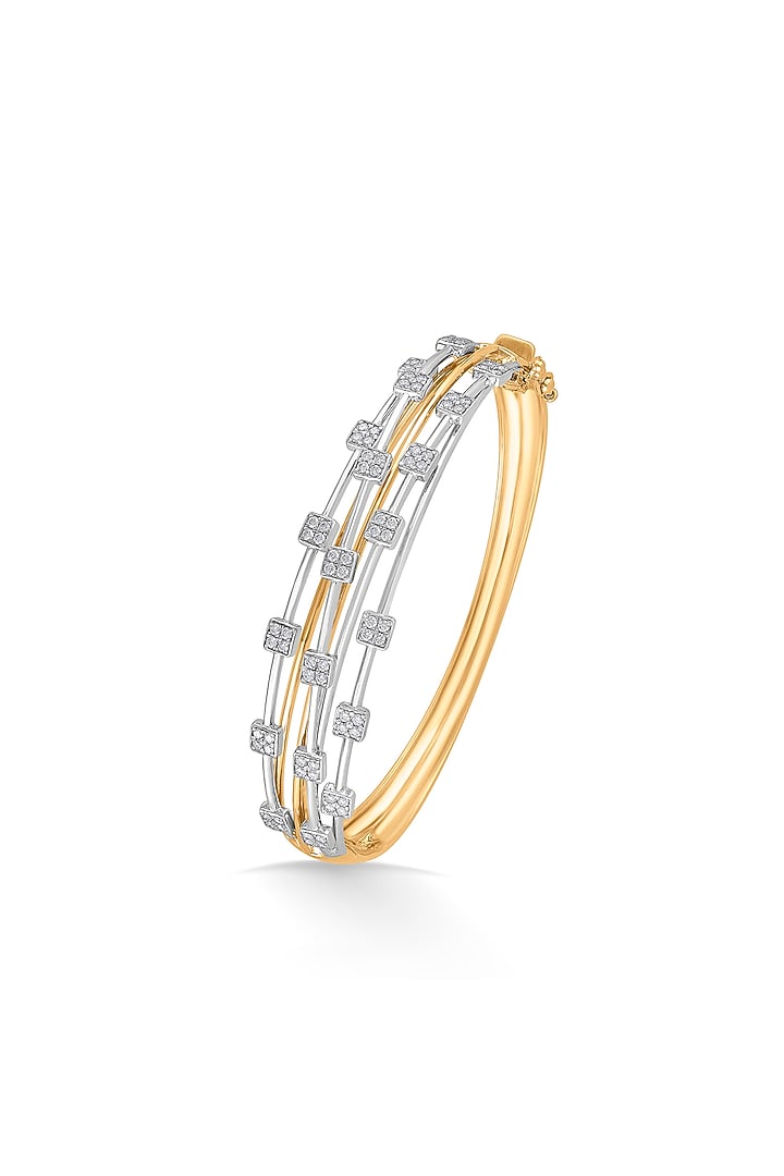18kt Rose Gold Finish Oval Bangle With 81 Diamonds by ZEN DIAMOND at Pernia's Pop Up Shop