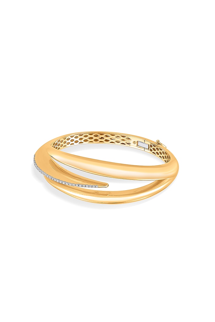 18kt Rose Gold Finish Oval Bangle With 29 Diamonds by ZEN DIAMOND at Pernia's Pop Up Shop