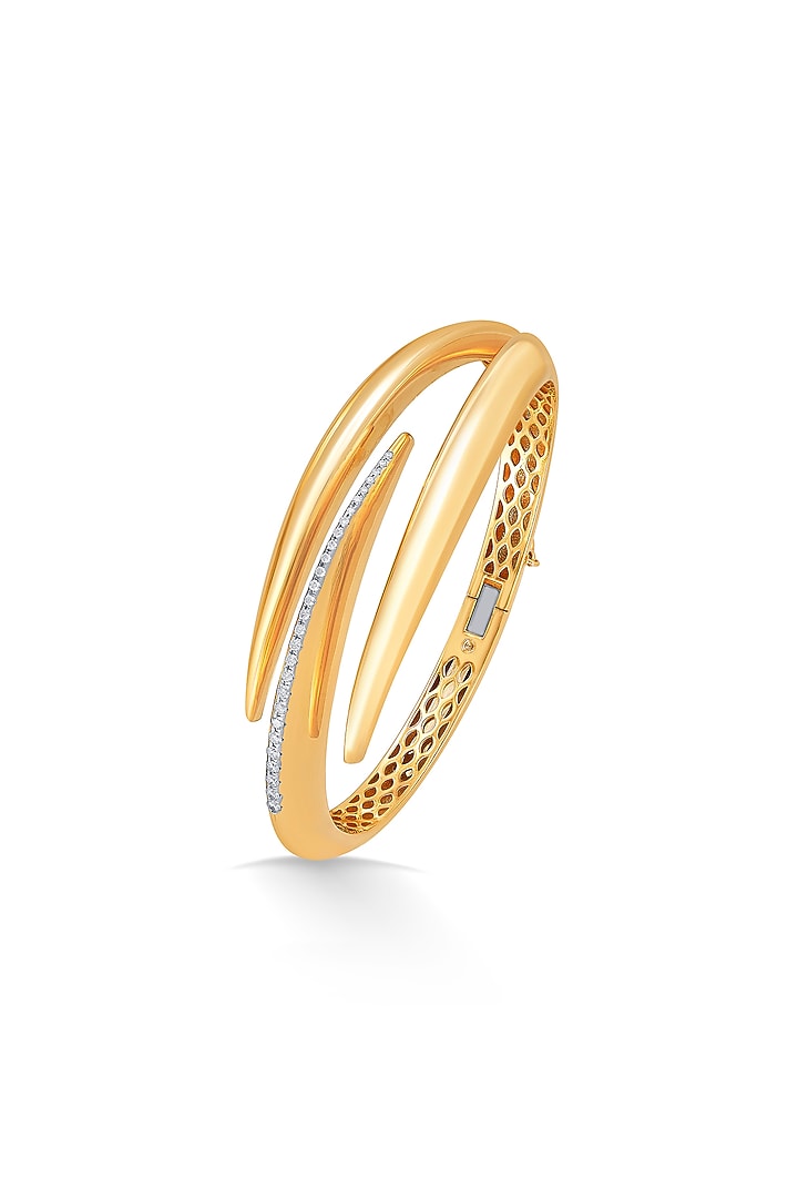 18kt Rose Gold Finish Oval Bangle With 29 Diamonds by ZEN DIAMOND at Pernia's Pop Up Shop