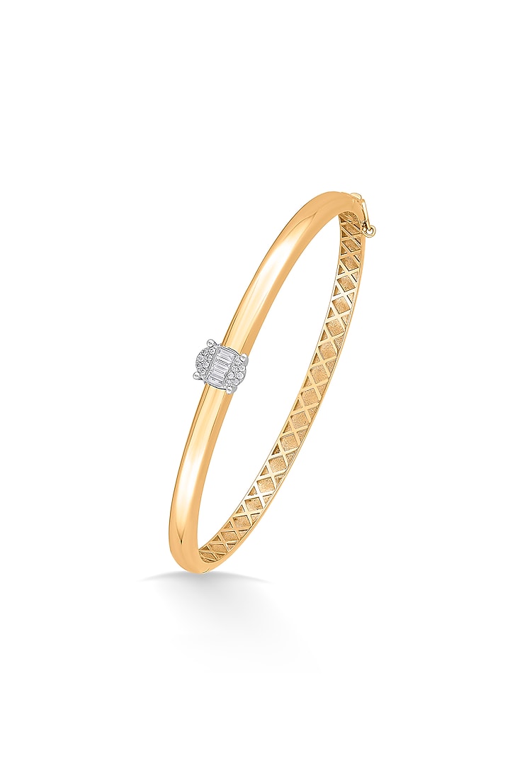 18kt Rose Gold Finish Oval Bangle With 19 Diamonds by ZEN DIAMOND at Pernia's Pop Up Shop