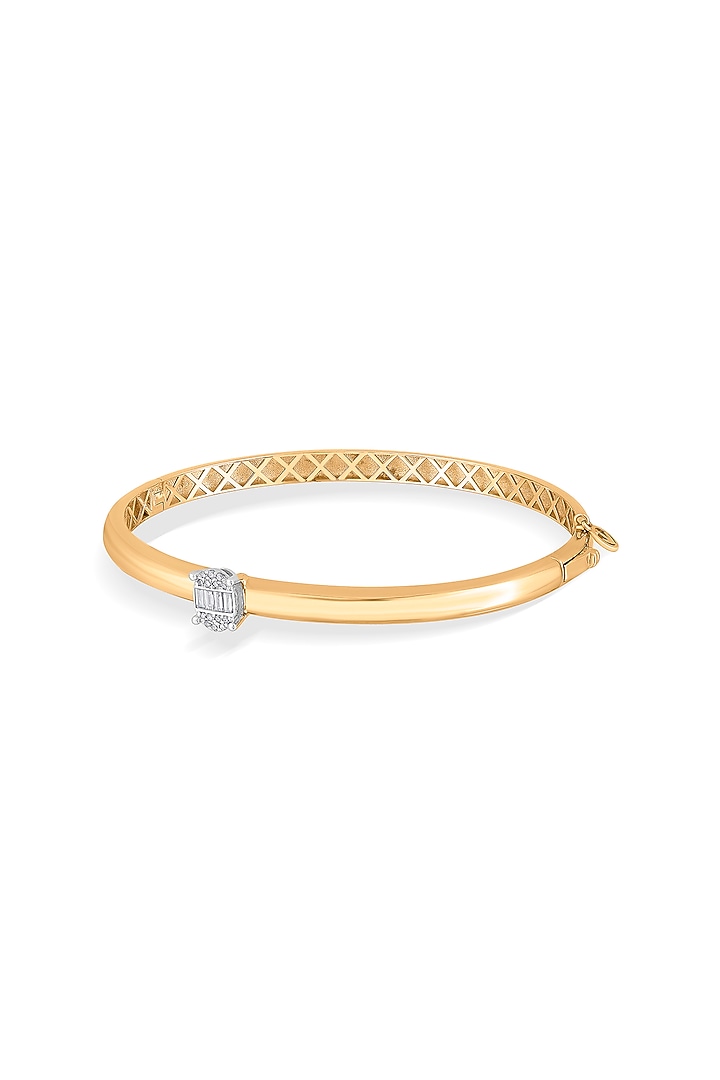 18kt Rose Gold Finish Oval Bangle With 19 Diamonds by ZEN DIAMOND at Pernia's Pop Up Shop