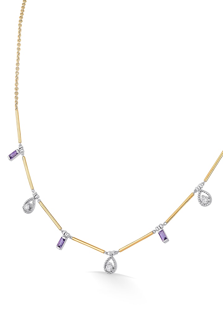 18kt Rose Gold Finish Diamond & Amethyst Stone Necklace by ZEN DIAMOND at Pernia's Pop Up Shop
