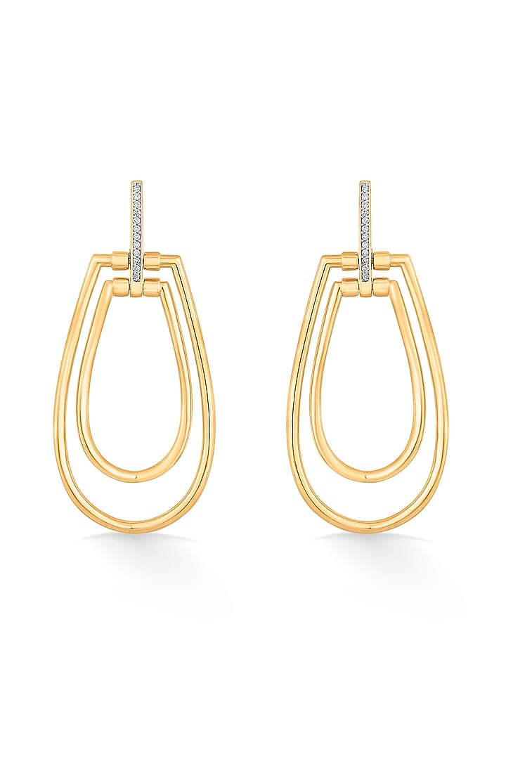 18kt Rose Gold Finish Earrings With 25 Diamonds by ZEN DIAMOND at Pernia's Pop Up Shop